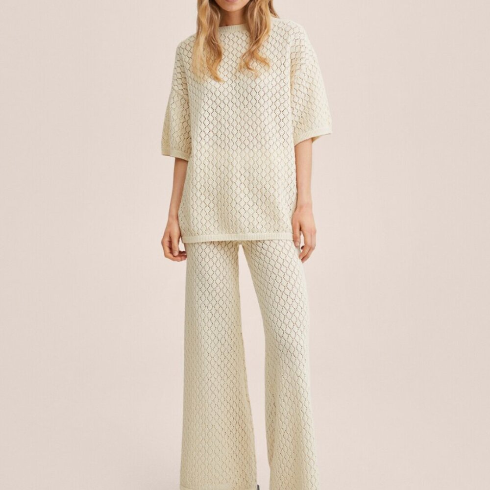 Mango Openwork knit sweater and pants 2 piece set size s